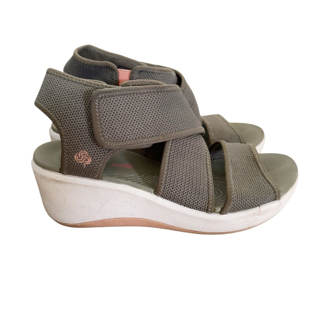 Clarks Cloudsteppers Cross Strap Wedge Sandal Step Cali Gray Size 7.5